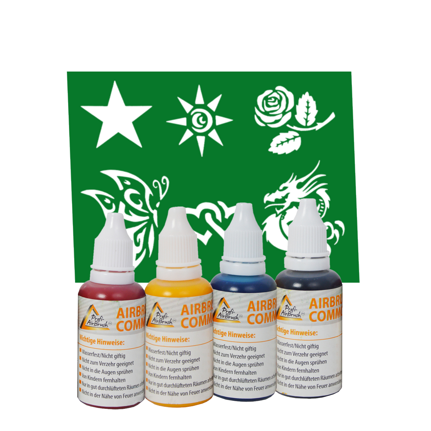Fancy Tattoo Airbrush Set, Schablonen mit Farben