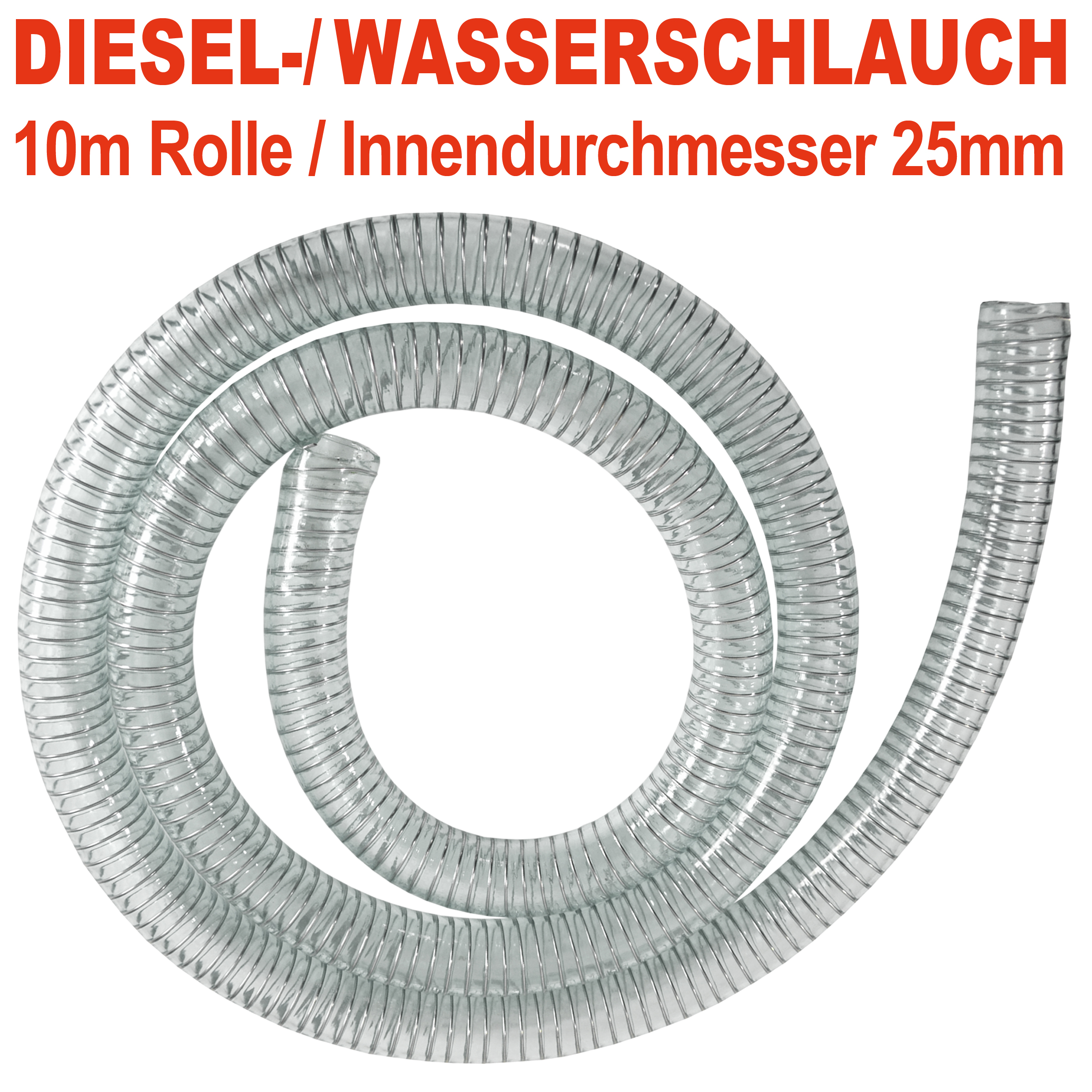 PVC Diesel-Spiral-Schlauch 1", Länge 10m