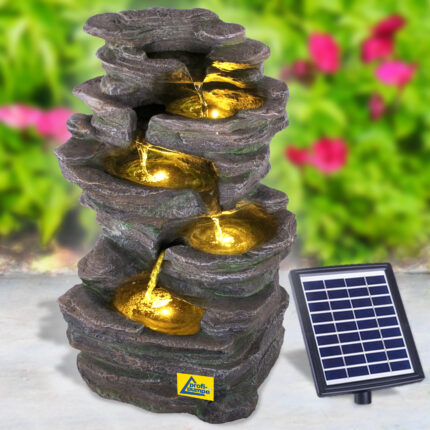 Solar - Gartenbrunnen & Wasserspiel "KÖNIGS-FELS" mit Li-Ion-Akku